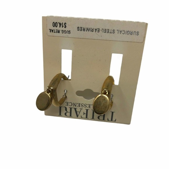 Trifari Womens Earrings Pearlessence Hoop Faux Pearl Goldtone Small Everyday NEW - Picture 4 of 4